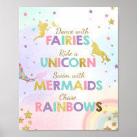 Unicorn Party Sign Dance mit Fairies Meerjungfrau