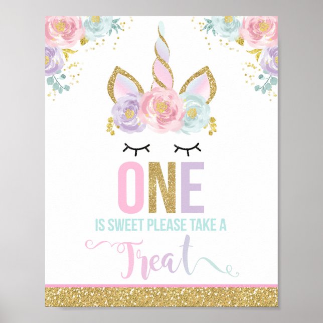 Unicorn Party Table Sign Magical Unicorn Poster (Vorne)