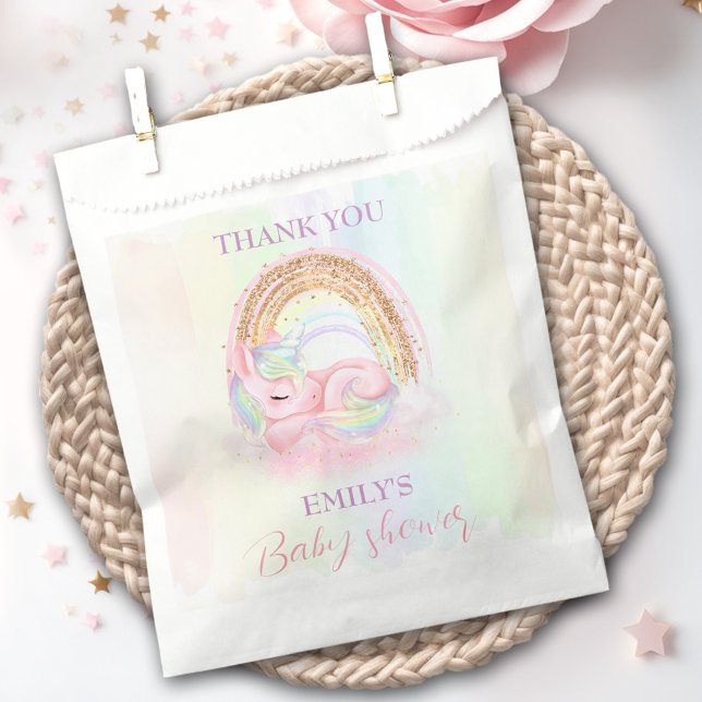 Unicorn Pastel Gold Rainbow Baby Dusche Geschenktütchen (Unicorn Pastel Gold Rainbow Baby Shower Favor Bag)