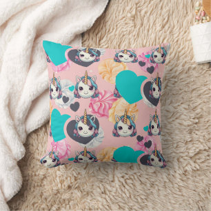 Unicorn Pastel Heart Print Kissen