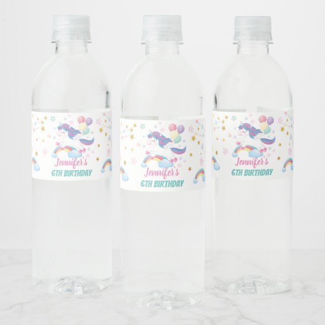 Unicorn Pastel Rainbow Birthday Baby Shower (Flaschen)