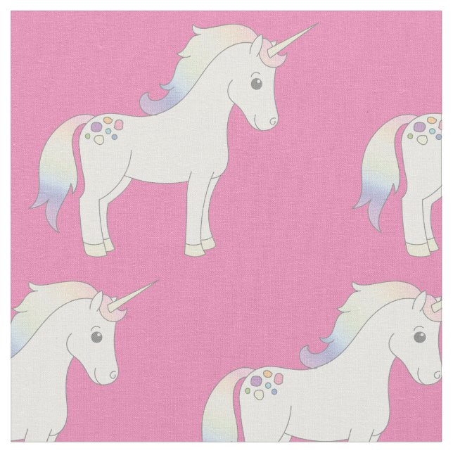 Unicorn Pastel Rainbow Pink Stoff (Nahaufnahme)