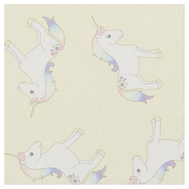 Unicorn Pastel Rainbow Yellow Stoff (Nahaufnahme)
