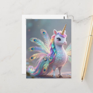 unicorn peacock hybrid fantasy creature postkarte