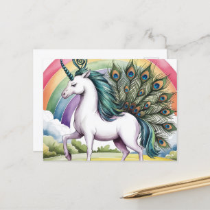 Unicorn Peacock Postkarte