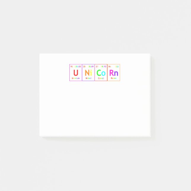 UNiCoRn Periodic Table Elements Word Rainbow Color Post-it Klebezettel (Vorderseite)