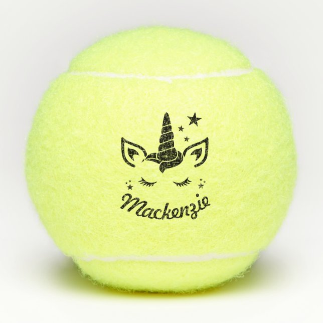 Unicorn Personalisiert Kids Name Tennisbälle (Vorderseite)