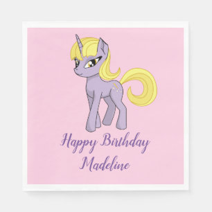 Unicorn Personalisiert Pink Geburtstag Napkins Gir Serviette