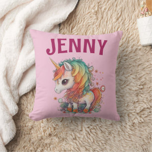 UNICORN PERSONALISIERT PINK THROW PILLOW KISSEN