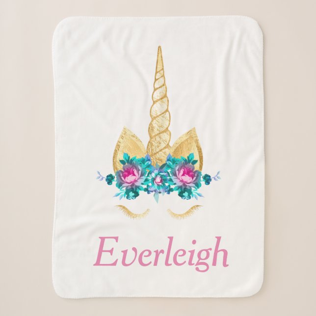 Unicorn Personalisiert Sherpa Blanket Sherpadecke (Vorderseite)
