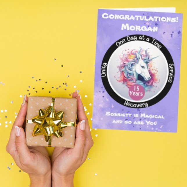 Unicorn Personalisiert Sobriety Meilenstein Card Karte (Von Creator hochgeladen)