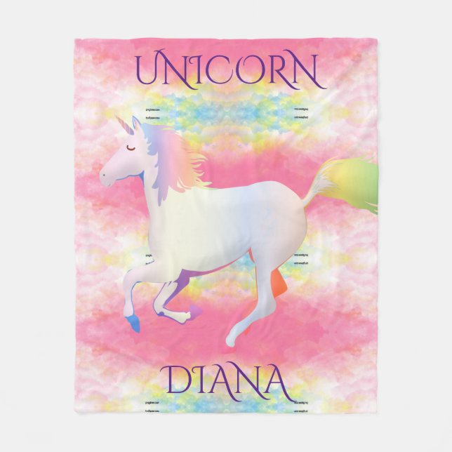 UNICORN personalisierte Fleecedecke. Fleecedecke (Vorderseite)
