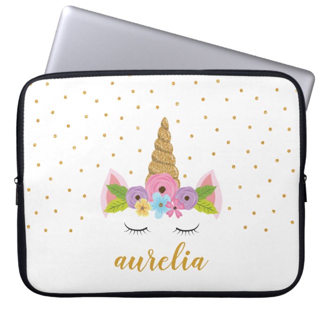 Unicorn Personalisierter Laptop-Sieb | Benutzerdef Laptopschutzhülle (Vorderseite)
