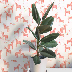 Unicorn Personalisierter Name Rosa Tapete