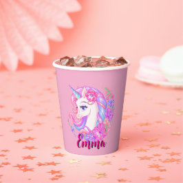 unicorn & personalize your name pappbecher