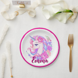 unicorn & personalize your name pappteller