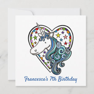 Unicorn personnalisée Invitation d'anniversaire po
