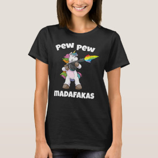 Unicorn Pew Madafakas Unicorn Rainbow Gun T-Shirt
