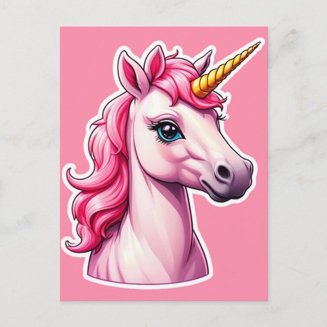 Unicorn Pink Fantasy Postkarte (Vorderseite)