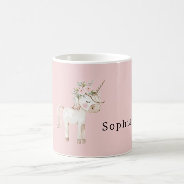 Unicorn Pink Floral Kaffeetasse (Mittel)