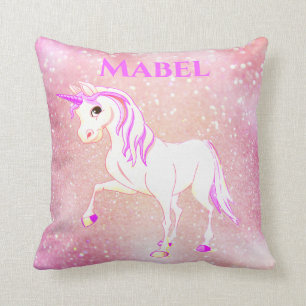 Unicorn Pink Glitzer Girl Niedliches Kinderzimmer Kissen