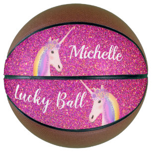Uniçorn Pink Glitzer Glitzern Girly Personalisiert Basketball