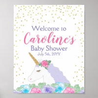 Unicorn Pink & Gold Baby Dusche Willkommen