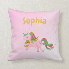 Unicorn Pink Gold Spots Girl Niedlich Kissen