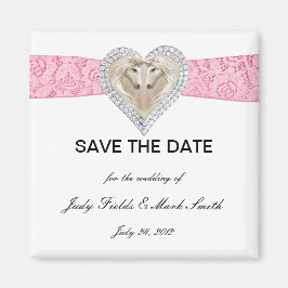 Unicorn Pink Lace Save the Date Magnet