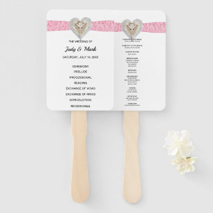Unicorn Pink Lace Wedding Program Fans Fächer