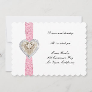 Unicorn Pink Lace Wedding Reception Card Einladung