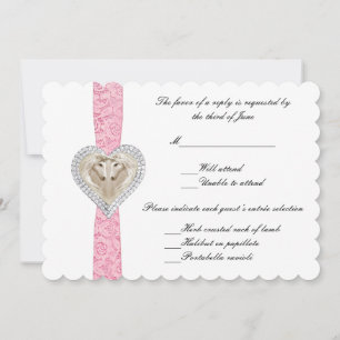 Unicorn Pink Lace Wedding Response Card Einladung