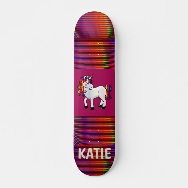 UNICORN PINK SKATEBOARDS PERSONALISIERT FÜR MÄDCHE (Vorne)