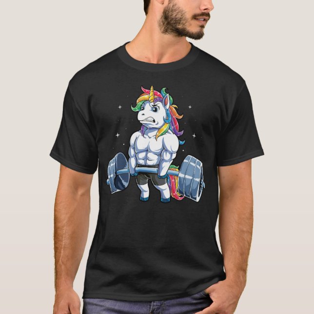 Unicorn Poids T-shirt Fitness Gym Deadlift (Devant)