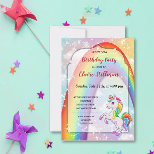 Unicorn Pony Rainbow Girl Invitation de fête d'ann