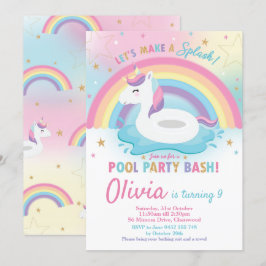 Unicorn Pool Party Anniversaire Invitation Filles