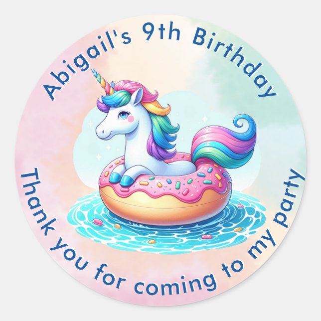 Unicorn Pool Party Anniversaire Sticker (Devant)