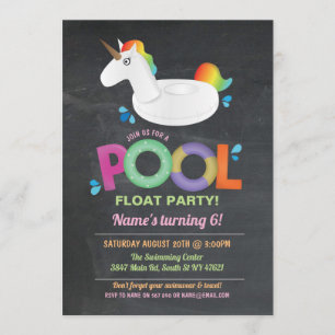 Unicorn Pool Party Birthday Beach Floor Einladunge Einladung