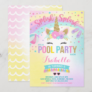 Unicorn-Pool-Party Einladung