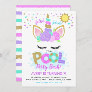 Unicorn-Pool-Party Einladung