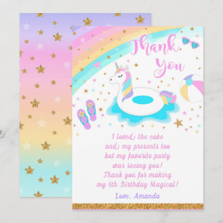 Unicorn Pool Party Vielen Dank Karte