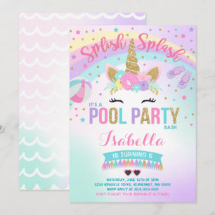 Unicorn Pool Pool Invitation Pool Anniversaire