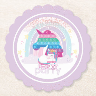 Unicorn Pop It Girl Geburtstagsparty Untersetzer
