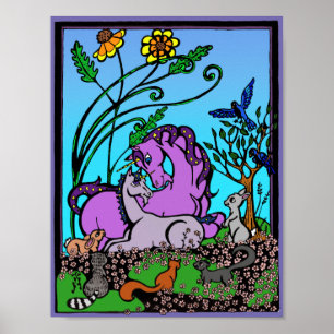 Unicorn Poster für Kinder - "Sitzen Mama"-Licht zu