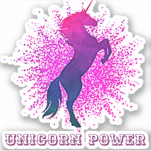Unicorn Power kundenspezifisch geschnitten Vinyl S Aufkleber (Vorderseite)