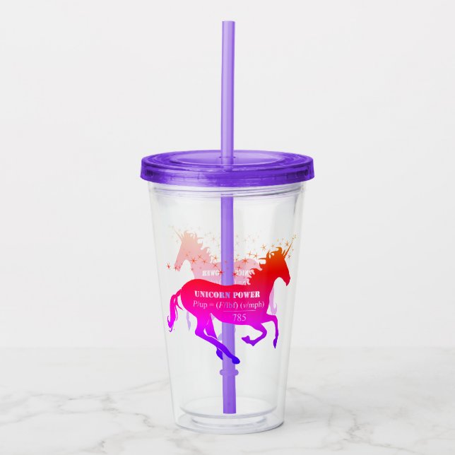 Unicorn-Power-Mathe-Formel Acryltrinkbecher (Vorderseite)