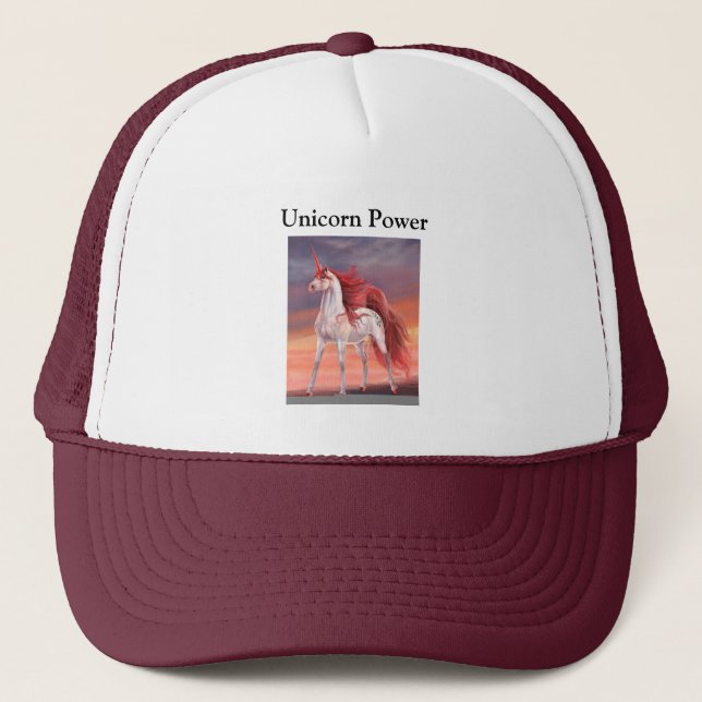 Unicorn Power Trucker Hat Truckerkappe (Vorderseite)