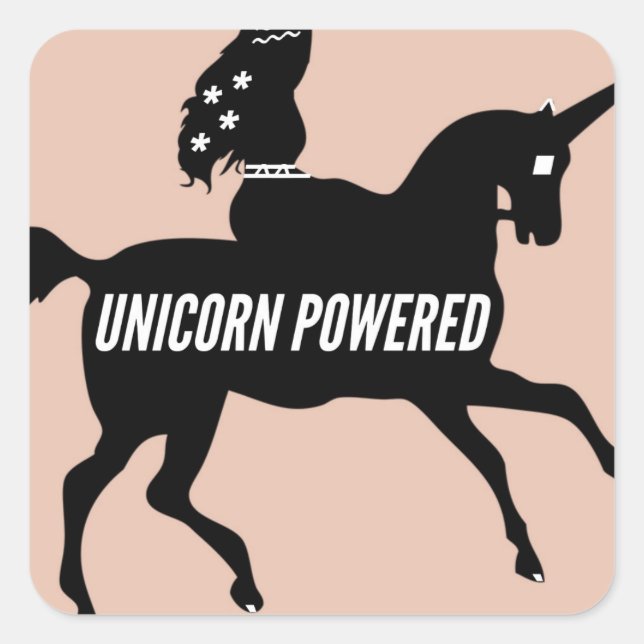 UNICORN POWERED! QUADRATISCHER AUFKLEBER (Vorderseite)