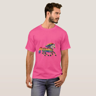 Unicorn Prance Folk Print Unisex T - Shirt