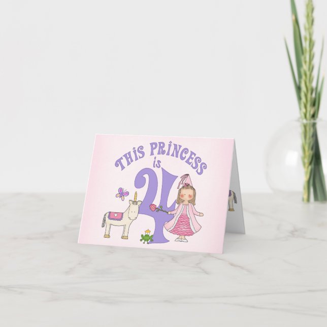 Unicorn Princess 4th Birthday Fill in Invitation (Devant)